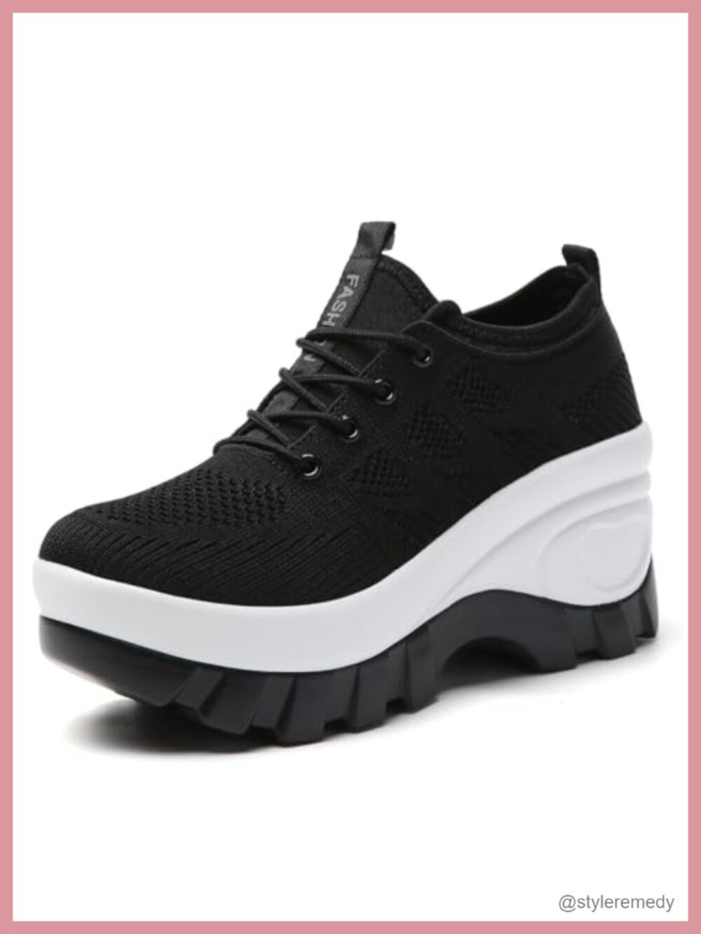 Women's Chunky Platform Wedge Sneakers Orthopedic Knitted Lace Up Non-Slip